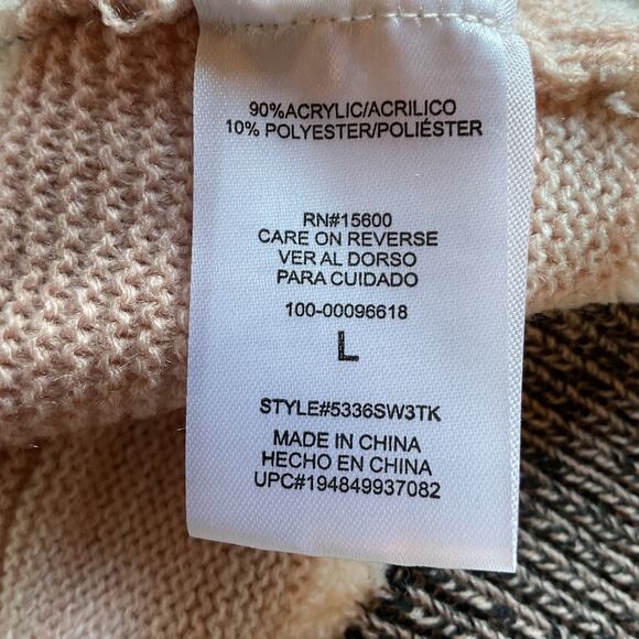 NWT Takara Pink Multi Color Striped Long Sleeve Boxy Sweater L - Picture 5 of 7